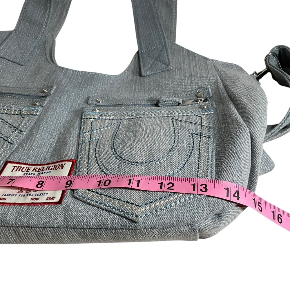 True Religion faded denim jeans purse with front patch logo.  NWT. - Picture 9 of 10